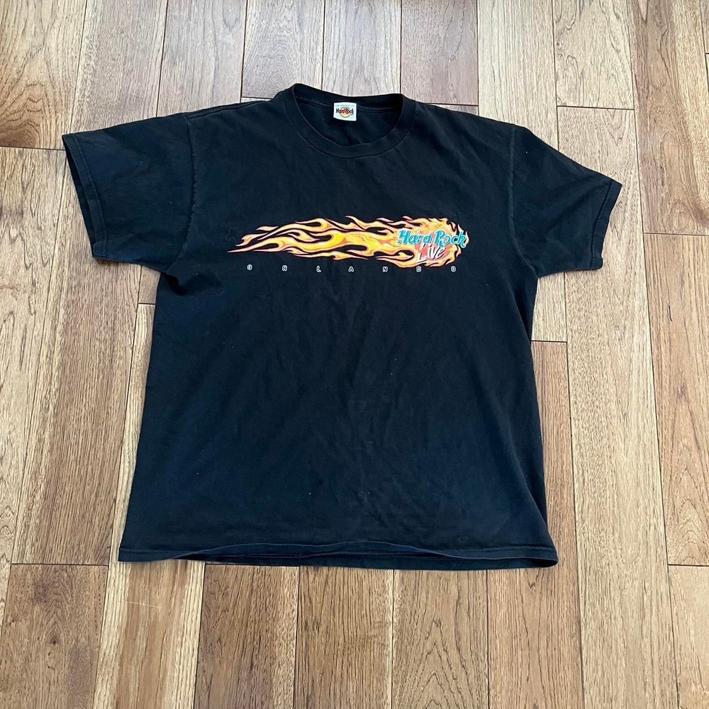 1990s Graphic Flame Hard Rock Cafe Shirt size XL